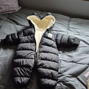 Black Puffer Baby Snowsuit with Ears